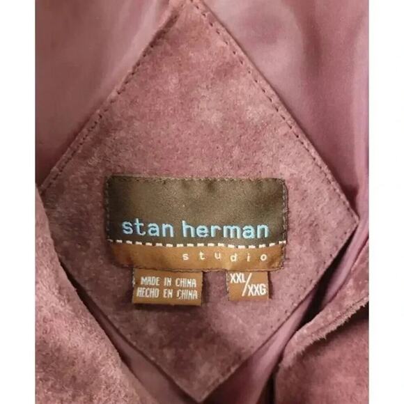 Stan Herman Vintage Burgundy Suede Button Jacket XXL - Picture 2 of 3